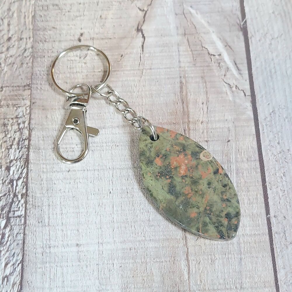 Unakite Natural Stone Keychain Backpack Clip Purse Charm